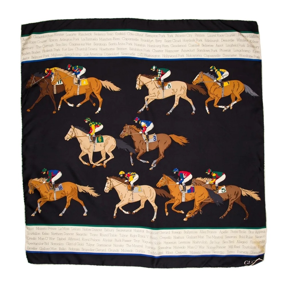 Gucci Equestrian Print Silk Scarf